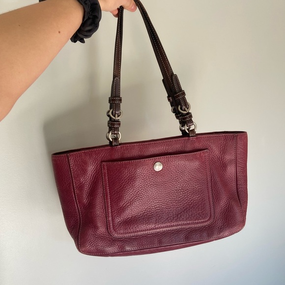 Coach Burgundy real Leather Tote Bag - Picture 5 of 5
